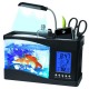 Small Aquarium Mini Fish Tank Goldfish Bowl Lamp Thermometer Alarm Clock LED Light Small Aquarium Mini Fish Tank Goldfish Bowl Lamp Thermometer Alarm Clock LED Light