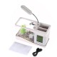 Small Aquarium Mini Fish Tank Goldfish Bowl Lamp Thermometer Alarm Clock LED Light