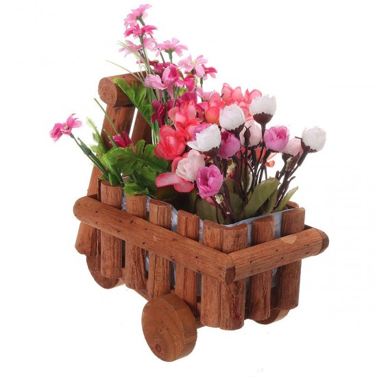 Small Cart Flower Pot Wooden Wheelbarrow Planter Succulent Container Ornament Small Cart Flower Pot Wooden Wheelbarrow Planter Succulent Container Ornament