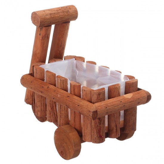 Small Cart Flower Pot Wooden Wheelbarrow Planter Succulent Container Ornament Small Cart Flower Pot Wooden Wheelbarrow Planter Succulent Container Ornament
