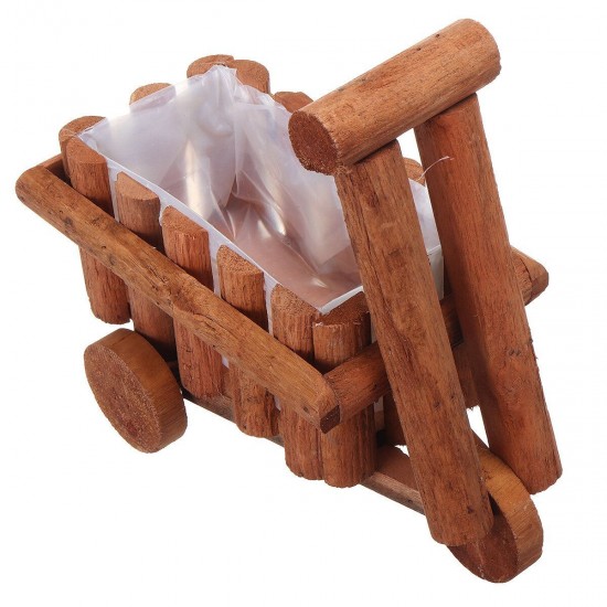 Small Cart Flower Pot Wooden Wheelbarrow Planter Succulent Container Ornament Small Cart Flower Pot Wooden Wheelbarrow Planter Succulent Container Ornament