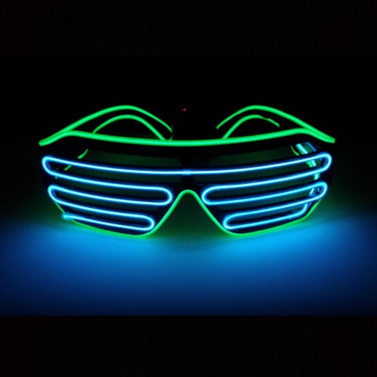 Smart Remote Control EL Glasses EL Wire Fashion Neon LED Light Up Shutter Shaped Glasses Rave DJ Bright Costume Party