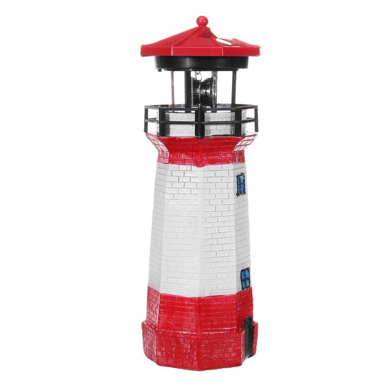 Solar Powered Garden Lighthouse Rotating Beam LED Yard Light Ornament Lamp Home Decor