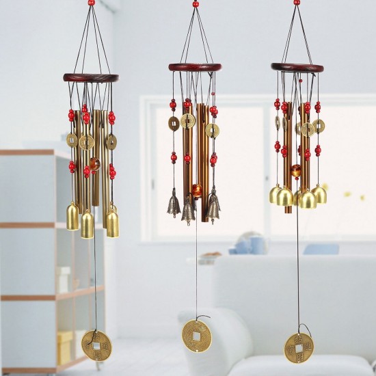 Solid Wood Bronze Wind Chimes Hanging Ornament Yard Garden Decor Gift