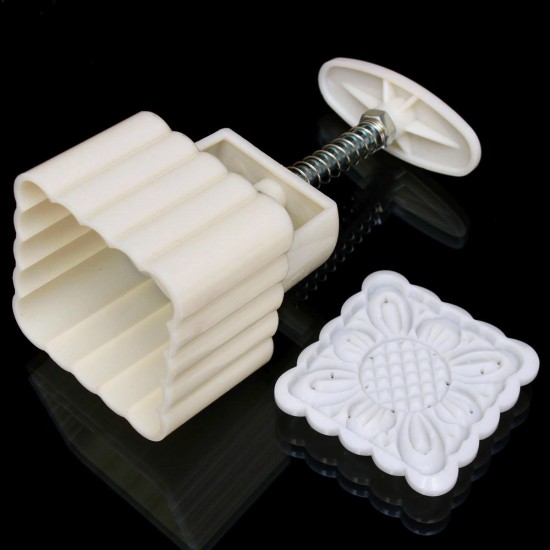 Square 125g Moonake Baking Mooncake Pastry Mold Biscuit Cake Hand Press Mould Flower Cooking DIY