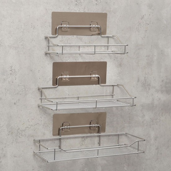 Stainless Steel Bathroom Wall Shelf Suction Cup Holder Corner Storage Rack Organizer