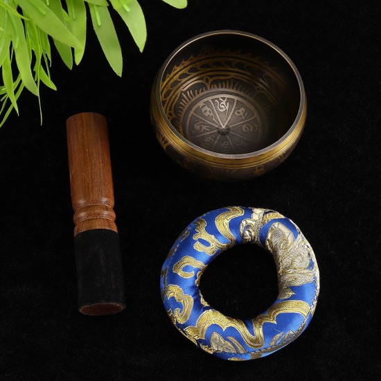 Tibetan Singing Bowl Set Yoga Buddhism Nepal Chakra Meditation Copper Crafted