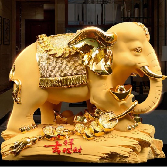 Traditional Chinese Resin Mascot Lucky Wealthy Elephant Statue Sculpture Living Room Decorations