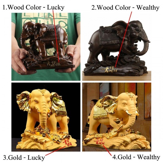 Traditional Chinese Resin Mascot Lucky Wealthy Elephant Statue Sculpture Living Room Decorations