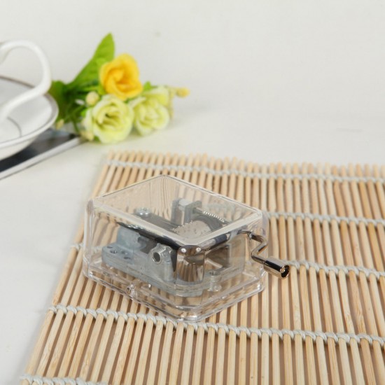 Transparent Plastic Music Box Acrylic Hand Crank Music Box Songs Multiple Tunes Decorations Birthday Gifts