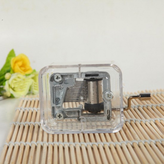 Transparent Plastic Music Box Acrylic Hand Crank Music Box Songs Multiple Tunes Decorations Birthday Gifts