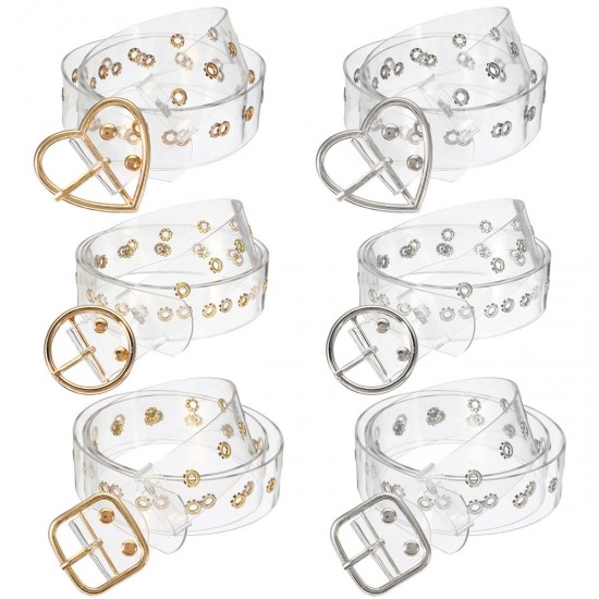 Transparent Women's Chic Wide Belt Pin Heart Round Shape Belt Buckle Clear Waist Transparent Women's Chic Wide Belt Pin Heart Round Shape Belt Buckle Clear Waist
