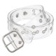 Transparent Women's Chic Wide Belt Pin Heart Round Shape Belt Buckle Clear Waist