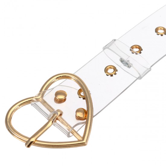 Transparent Women's Chic Wide Belt Pin Heart Round Shape Belt Buckle Clear Waist Transparent Women's Chic Wide Belt Pin Heart Round Shape Belt Buckle Clear Waist