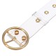 Transparent Women's Chic Wide Belt Pin Heart Round Shape Belt Buckle Clear Waist