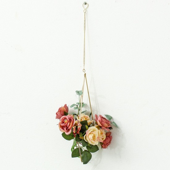 Triangle Hanging Wrought Iron Pineapple Flower Stand Metal Hollow Soilless Flower Pot Simple Flower Stand