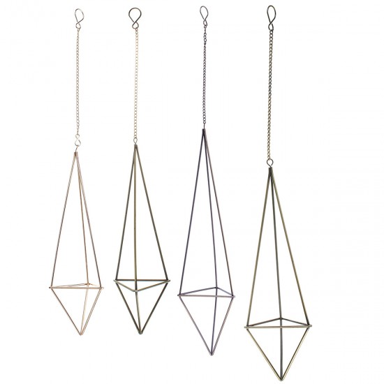 Triangle Hanging Wrought Iron Pineapple Flower Stand Metal Hollow Soilless Flower Pot Simple Flower Stand