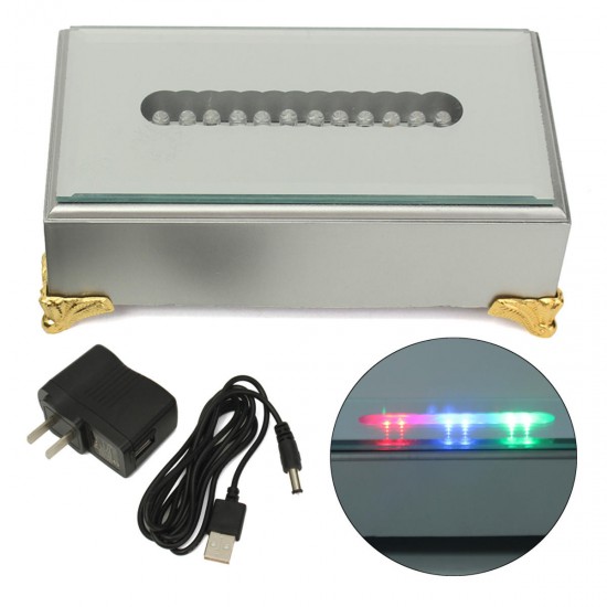 USB 12 LED White Colorful Light Stand Light Base Crystal Glass Display Adapter