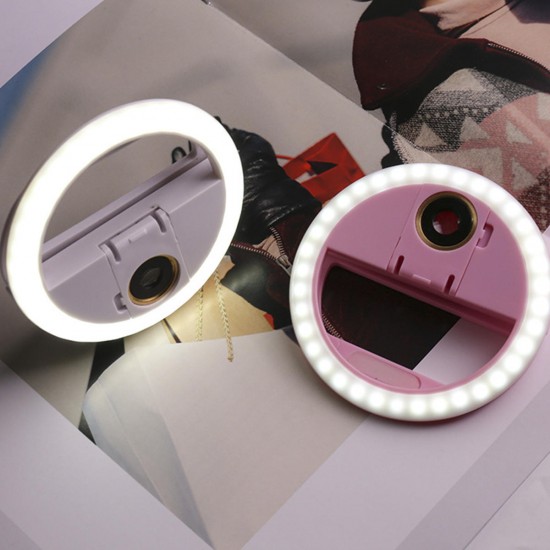 USB Selfie LED Light Ring Dimmable Lamp Flash Fill Clip Camera for Smartphone