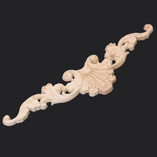 Unpainted Wood Carved Applique Frame Onlay Furniture Decoration
