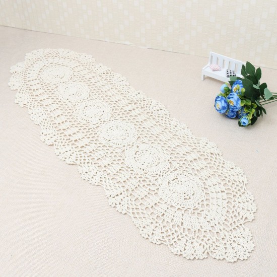 Vintage Handmade Table Runner Crochet Hollow Lace Cotton Desktop Decoration Vintage Handmade Table Runner Crochet Hollow Lace Cotton Desktop Decoration