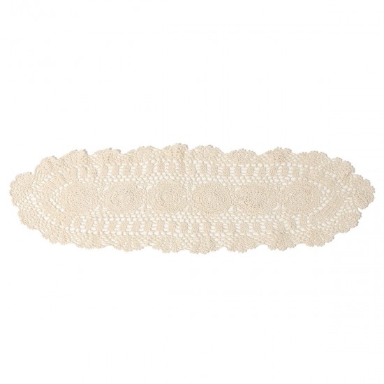 Vintage Handmade Table Runner Crochet Hollow Lace Cotton Desktop Decoration