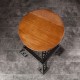 Vintage Unique Industrial Iron Tower Metal Black Bar Stool Chair Round Wooden Top Kitchen Side Table Adjustable Height