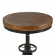 Vintage Unique Industrial Iron Tower Metal Black Bar Stool Chair Round Wooden Top Kitchen Side Table Adjustable Height