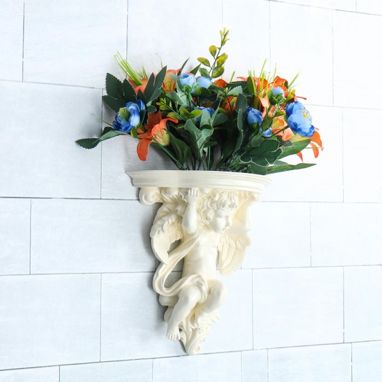 Wall Hanging Flower Pot Cupid Angel Plaster Corbel Rack Shelf Vase Rococo Art Decorations