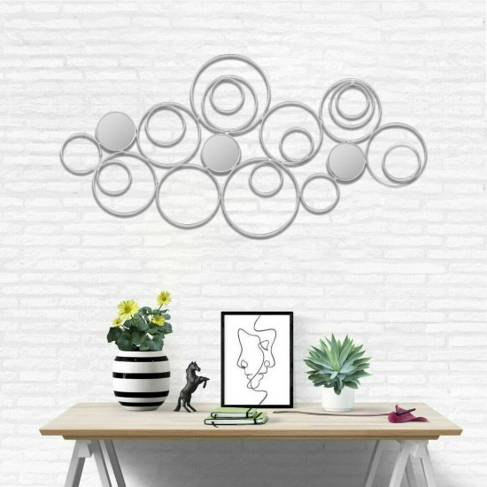 Wall Mirror Abstract Metal Hanging Ring Round Sculpture Home Art Decoration