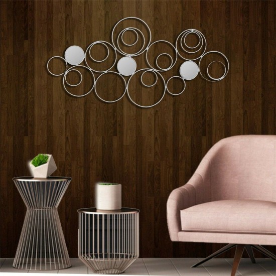Wall Mirror Abstract Metal Hanging Ring Round Sculpture Home Art Decoration