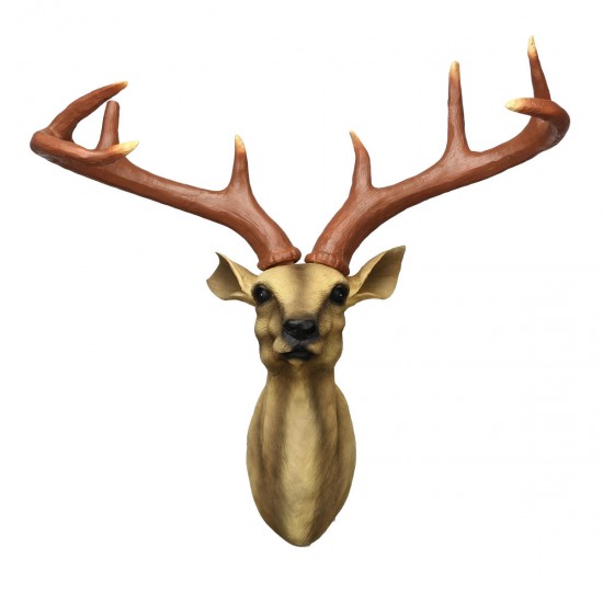 Wall Mounted Resin Stag Deer Antlers Head Animal Art Hanging Sculpture Decorations