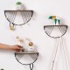 Wall Mounted Shelf Retro Wooden Hook Up Metal Wire Rack Storage Display Rack