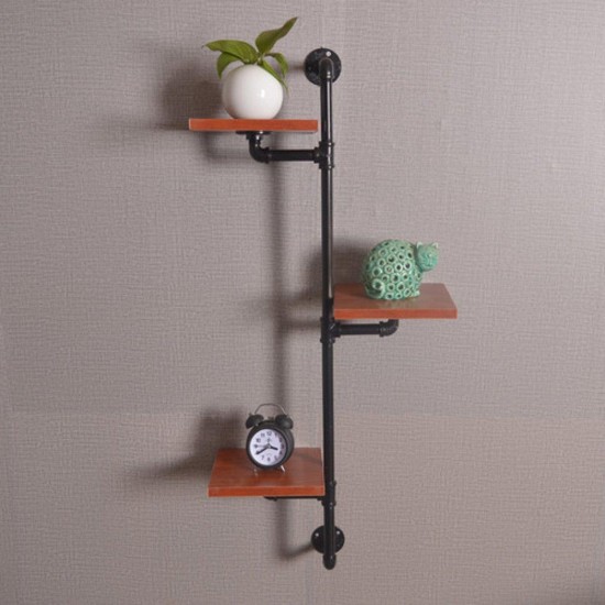 Wall Shelf Three-tier Wood Wall Storage Shelf Rack Iron Craft Storage Rack Wall Decor Holder Decorative Wall Shelves Wall Shelf Three-tier Wood Wall Storage Shelf Rack Iron Craft Storage Rack Wall Decor Holder Decorative Wall Shelves