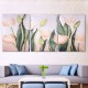 Wall Unframed Triptych Flower Tulip Blossom Canvas Prints Picture Paintings