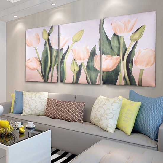 Wall Unframed Triptych Flower Tulip Blossom Canvas Prints Picture Paintings