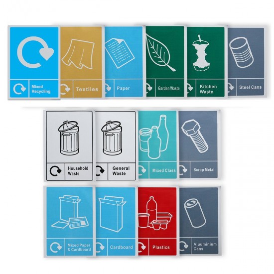 Waste Recycling Sticker Signage - Sign Home Wheelie Bin Window Decal Waterproof Waste Recycling Sticker Signage - Sign Home Wheelie Bin Window Decal Waterproof