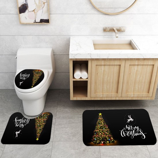 Waterproof Bathroom Shower Curtain Toilet Seat Cover Mat Non-Slip Rug Set Waterproof Bathroom Shower Curtain Toilet Seat Cover Mat Non-Slip Rug Set