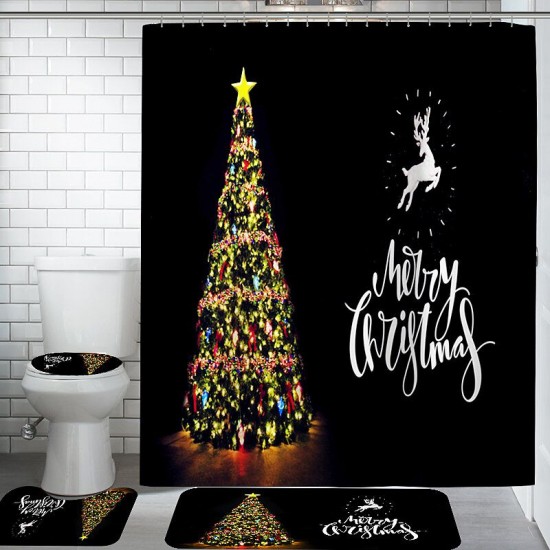 Waterproof Bathroom Shower Curtain Toilet Seat Cover Mat Non-Slip Rug Set Waterproof Bathroom Shower Curtain Toilet Seat Cover Mat Non-Slip Rug Set