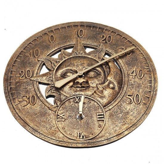 Waterproof Outdoor Indoor Garden Wall Station Clock Thermometer 12 Inch Sun And Moon Waterproof Outdoor Indoor Garden Wall Station Clock Thermometer 12 Inch Sun And Moon