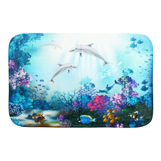 Waterproof Shower Curtain Underwater World Dolphin Bathroom Mat Hook Home