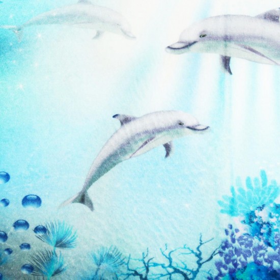 Waterproof Shower Curtain Underwater World Dolphin Bathroom Mat Hook Home