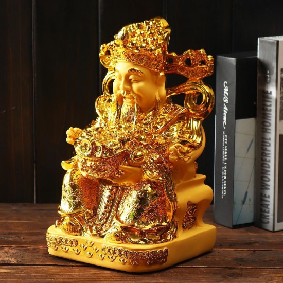Wealth Gold Plating Statue Wencaishen Feng Shui Ornament Decorations Mascot Bring More Wealth for You Wealth Gold Plating Statue Wencaishen Feng Shui Ornament Decorations Mascot Bring More Wealth for You