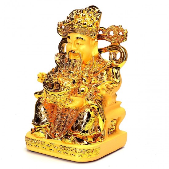 Wealth Gold Plating Statue Wencaishen Feng Shui Ornament Decorations Mascot Bring More Wealth for You