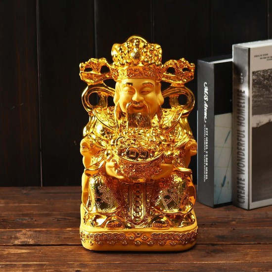 Wealth Gold Plating Statue Wencaishen Feng Shui Ornament Decorations Mascot Bring More Wealth for You