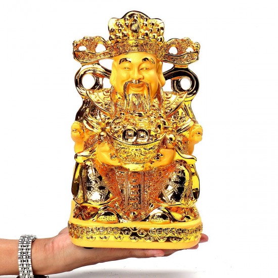 Wealth Gold Plating Statue Wencaishen Feng Shui Ornament Decorations Mascot Bring More Wealth for You