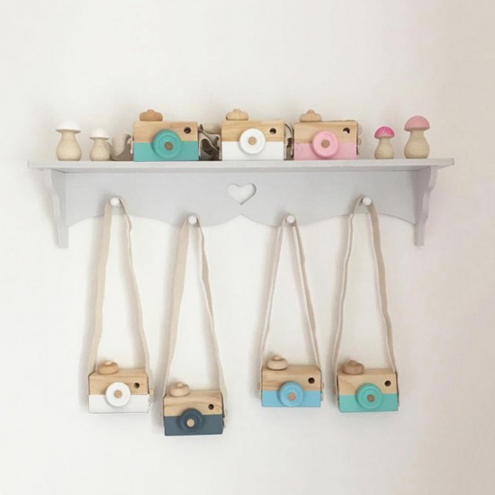 Wearable Children's Wooden Camera Ornaments Mini Portable Educational Toys Photography Cute Props