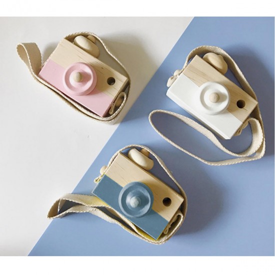 Wearable Children's Wooden Camera Ornaments Mini Portable Educational Toys Photography Cute Props