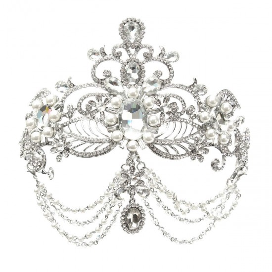 Wedding Headband Hair Accessories Queen Crown Bridal Tiara Crystal Pear
