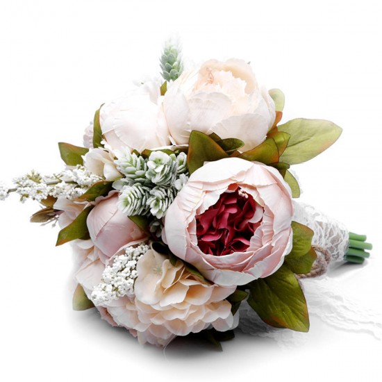 Women Bridal Bouquet Artificial Flower Rose Accessories Bridesmaid Wedding Favors Decor